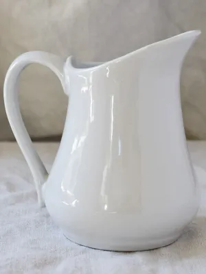 Antique French faience pitcher - white
