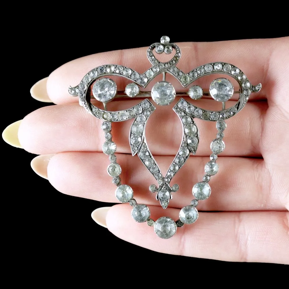 Antique Georgian Silver Paste Brooch