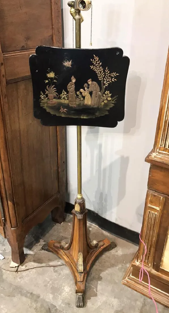 Antique Regency Style Rosewood Fire Screen converted to Lamp