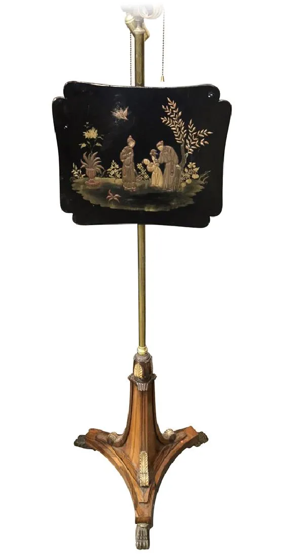 Antique Regency Style Rosewood Fire Screen converted to Lamp