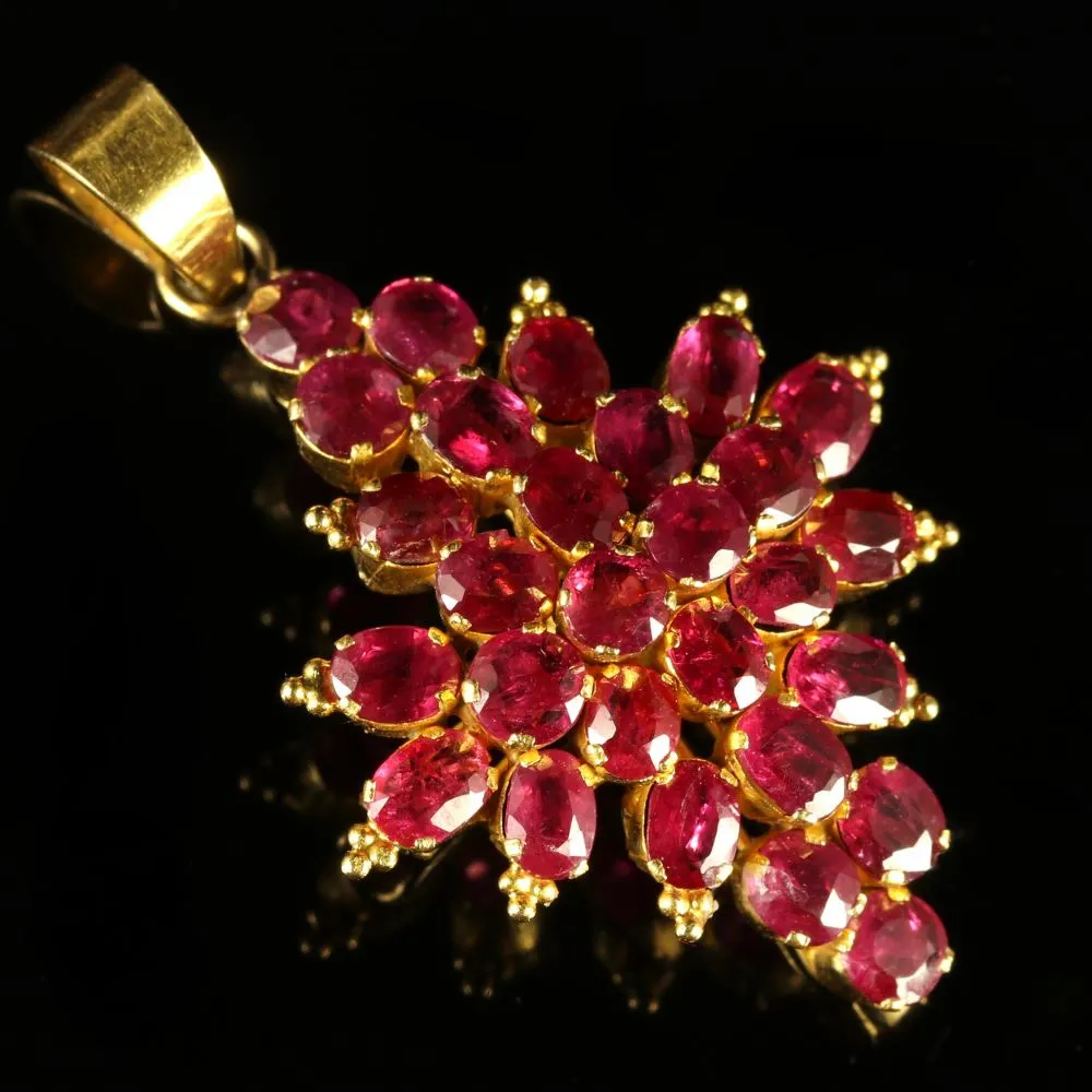 Antique Ruby Pendant 22Ct Gold Fabulous Rubies