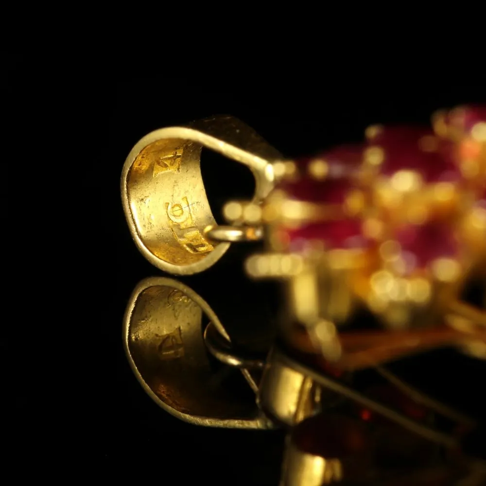 Antique Ruby Pendant 22Ct Gold Fabulous Rubies