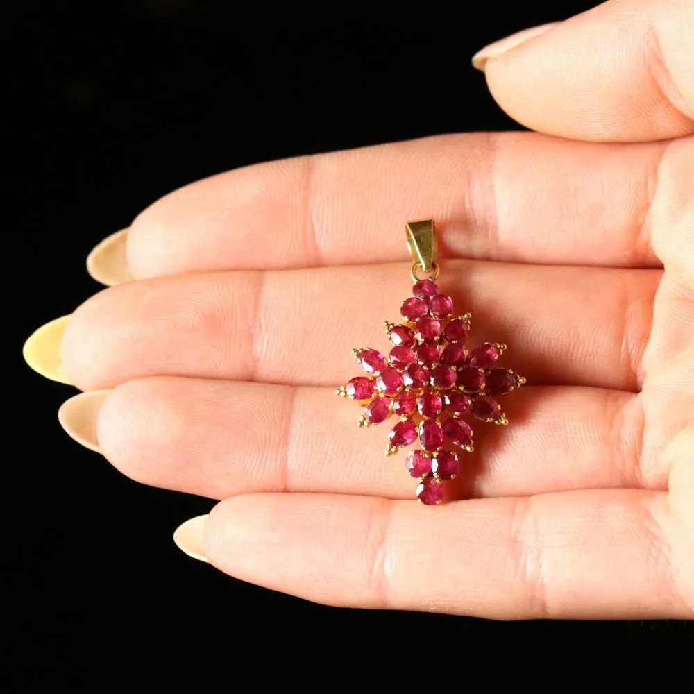 Antique Ruby Pendant 22Ct Gold Fabulous Rubies