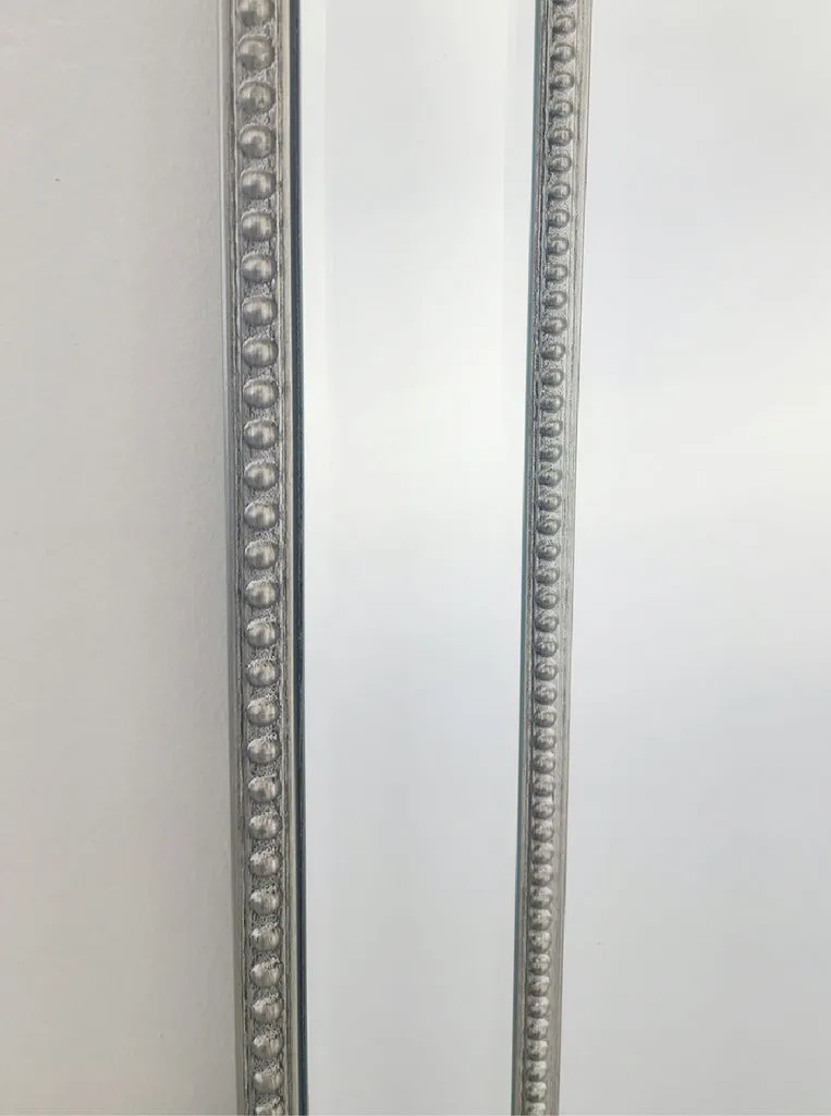 Antique Silver Beaded Framed Wall Mirror 70x170cm