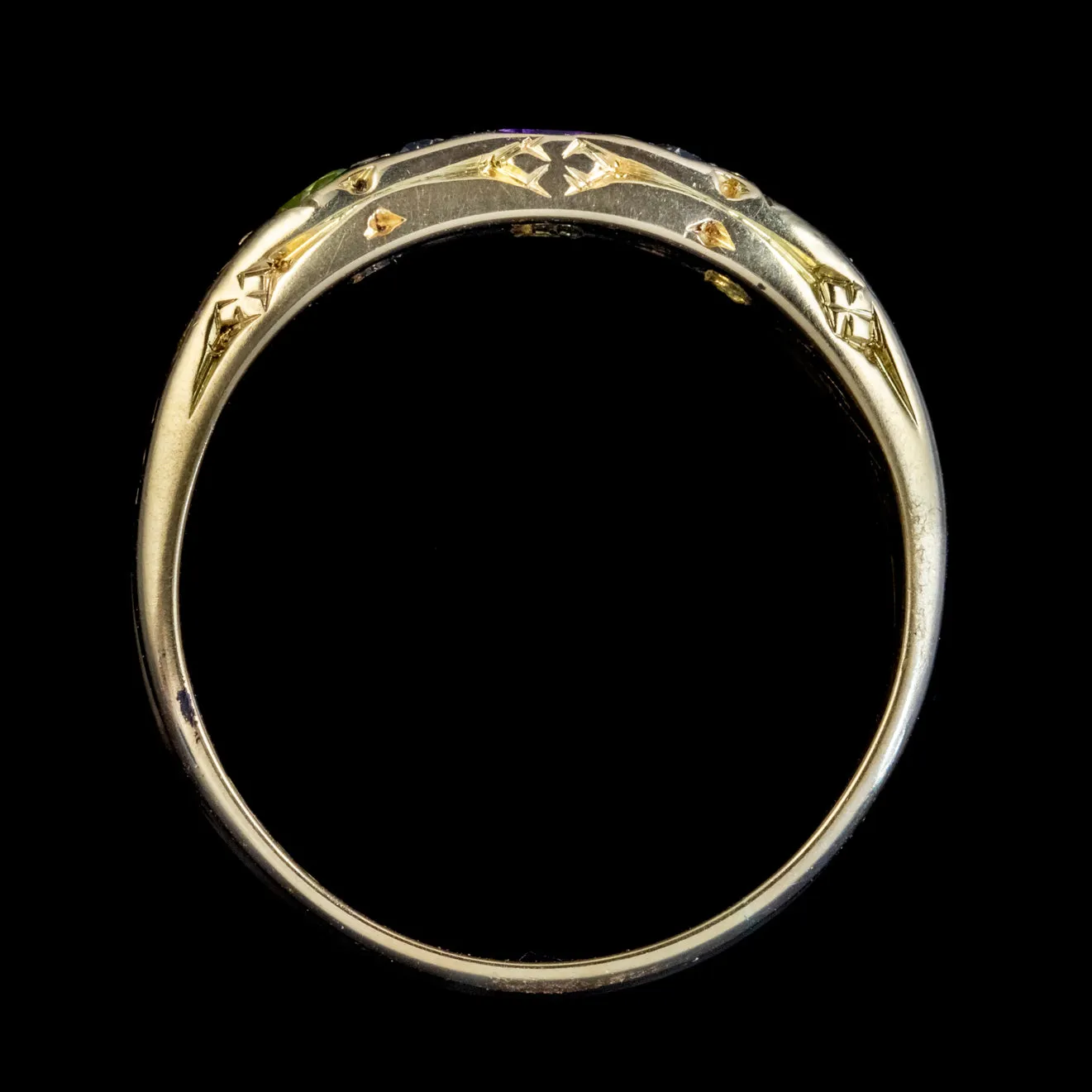 Antique Suffragette Ring 18Ct Gold Amethyst Diamond Peridot Circa 1910