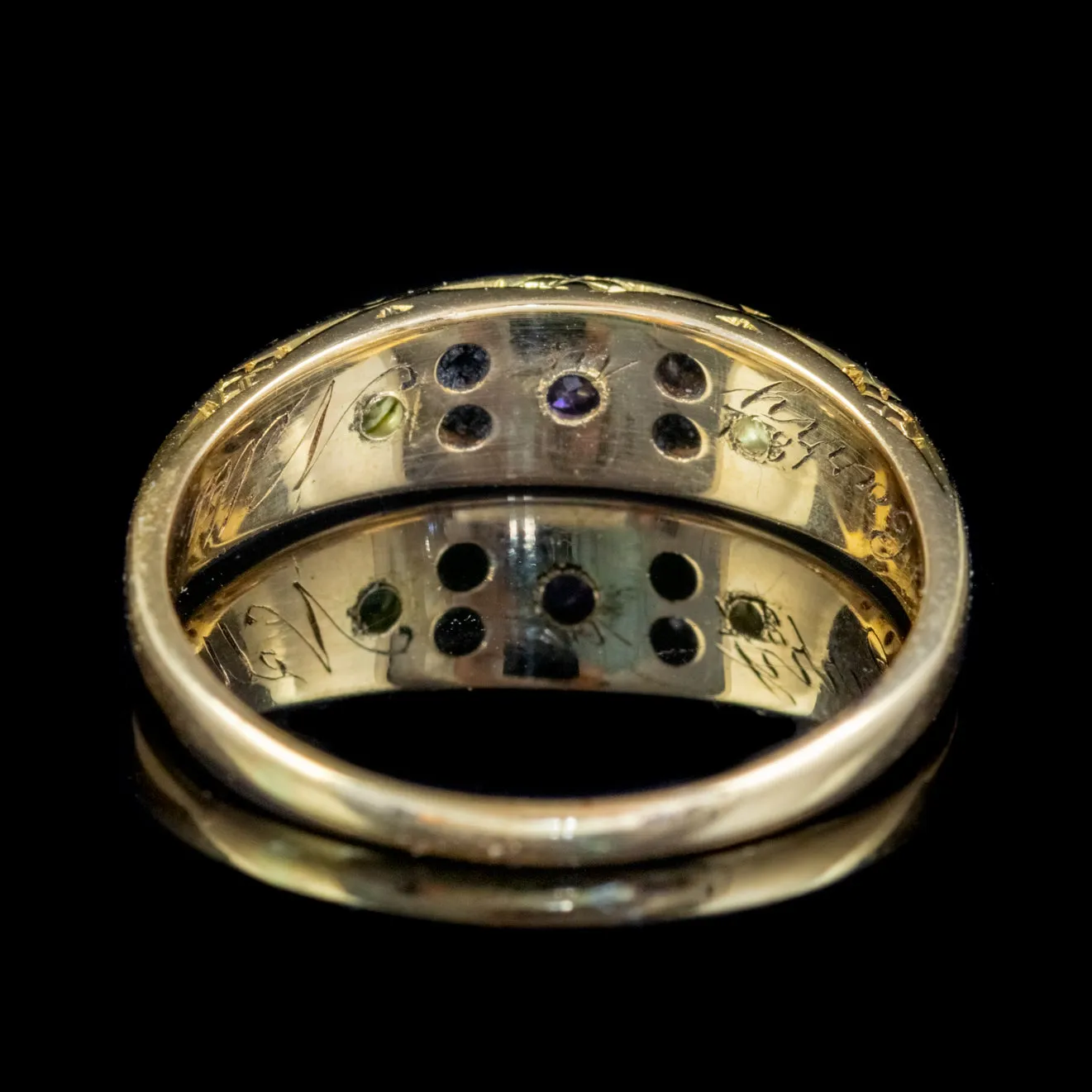 Antique Suffragette Ring 18Ct Gold Amethyst Diamond Peridot Circa 1910