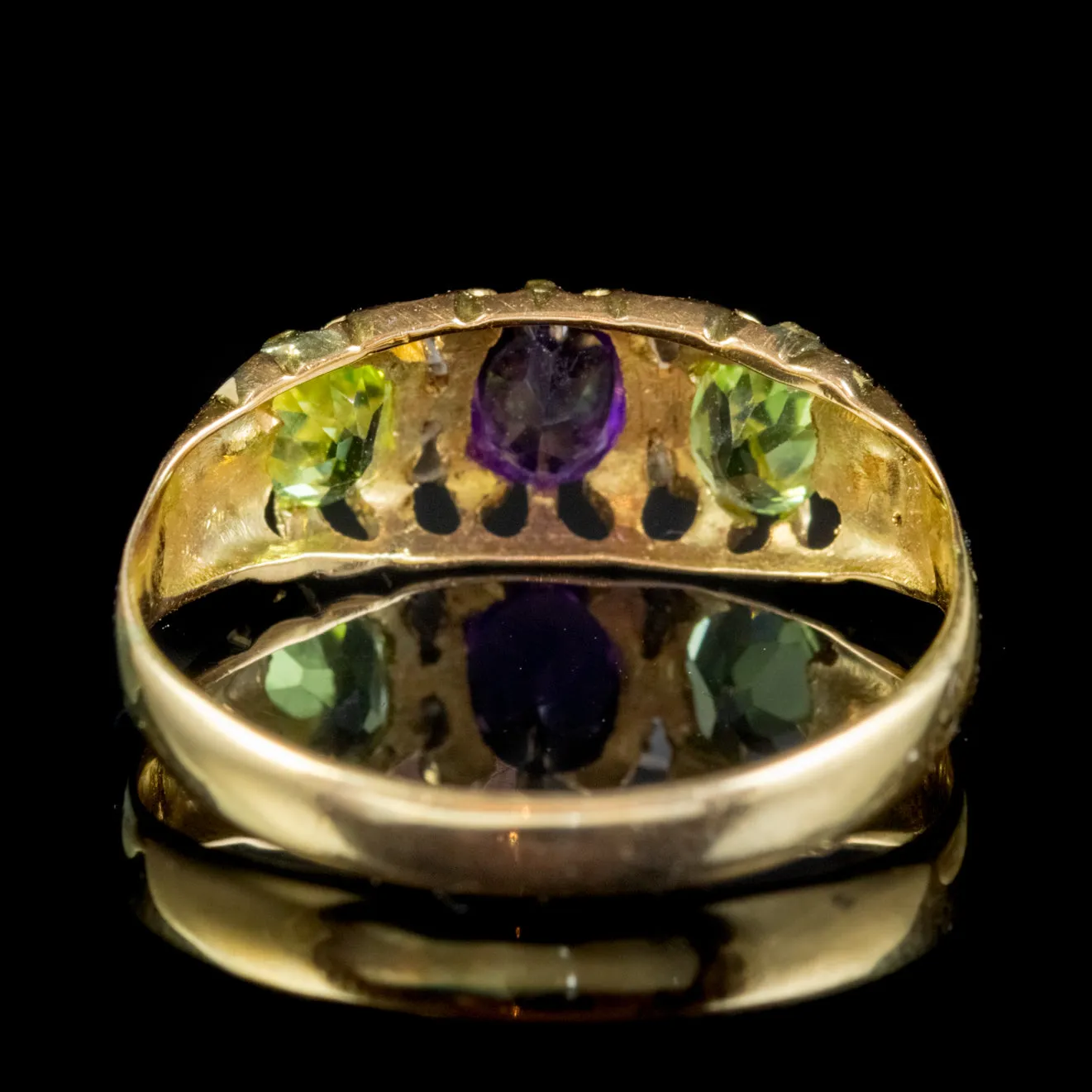 Antique Suffragette Ring Amethyst Peridot Diamond 15Ct Gold Circa 1910