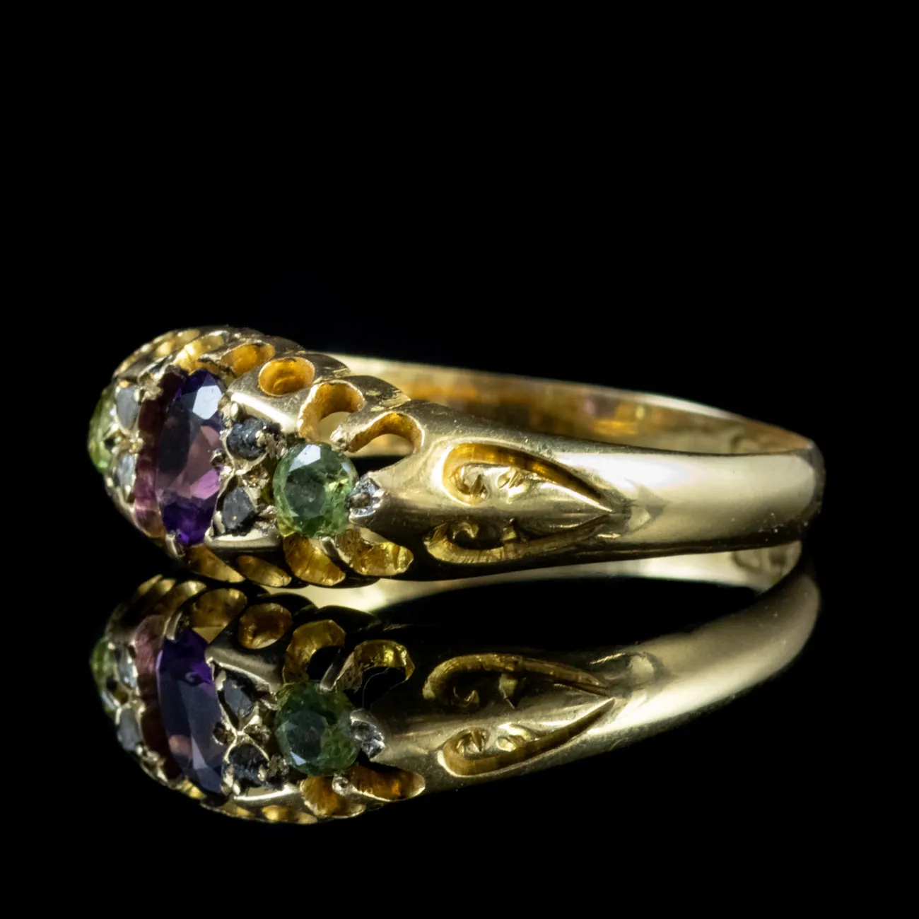 Antique Suffragette Ring Amethyst Peridot Diamond Edwardian Circa 1910