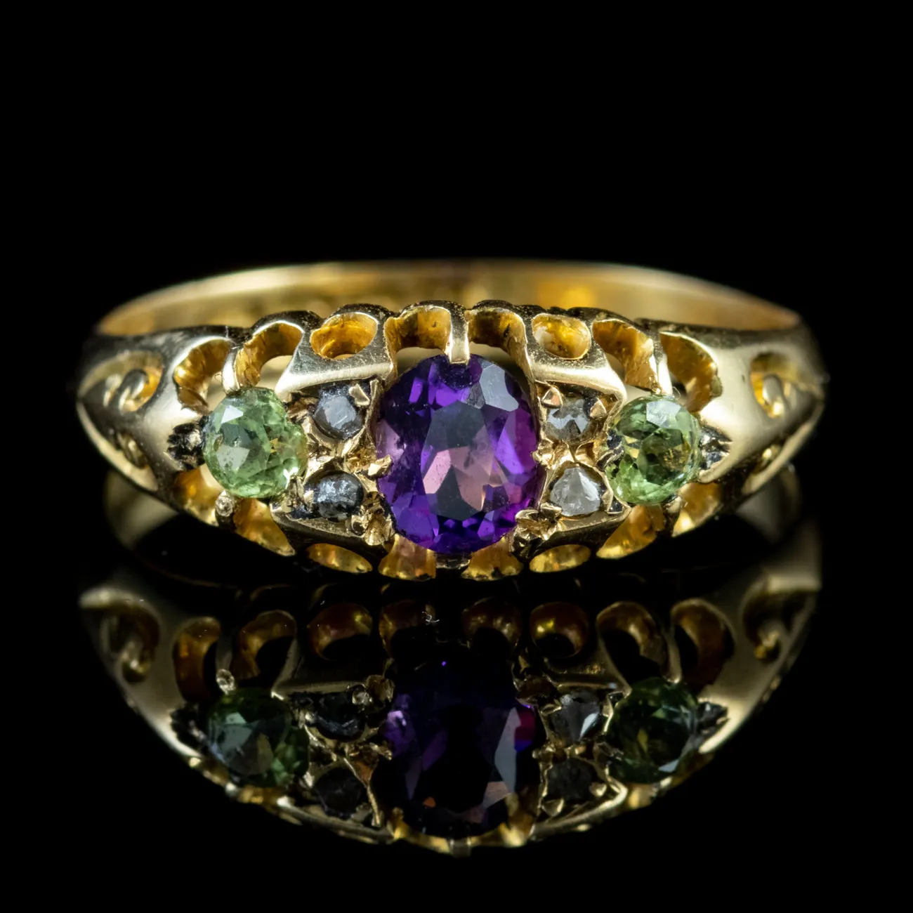 Antique Suffragette Ring Amethyst Peridot Diamond Edwardian Circa 1910