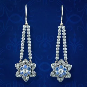 Antique Victorian Paste Flower Drop Earrings Gold Wires