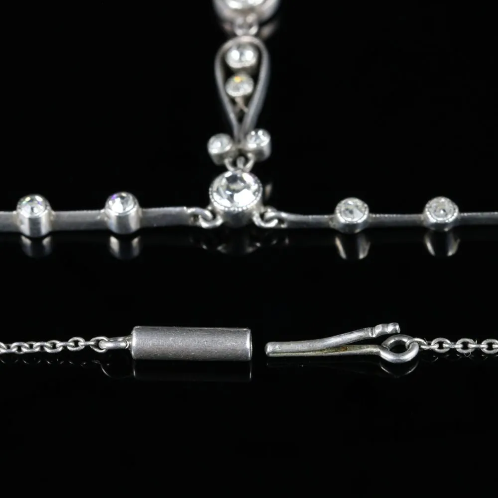 Antique Victorian Paste Silver Pendant Necklace Circa 1900