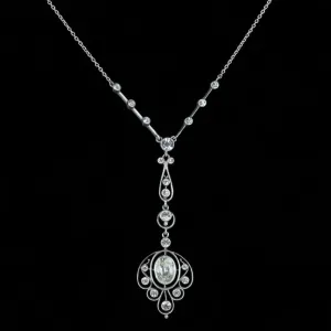 Antique Victorian Paste Silver Pendant Necklace Circa 1900