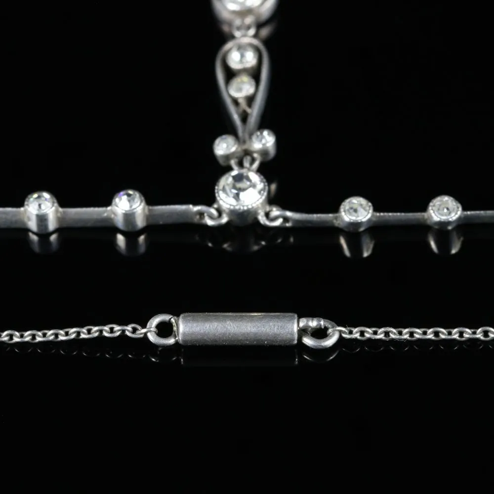 Antique Victorian Paste Silver Pendant Necklace Circa 1900