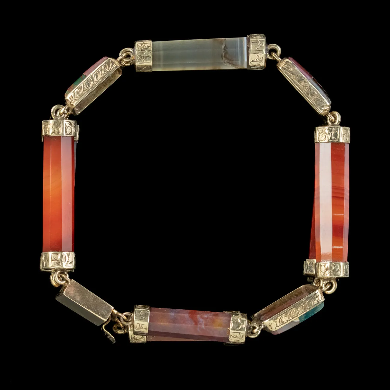 Antique Victorian Scottish Agate Bracelet 15ct Gold