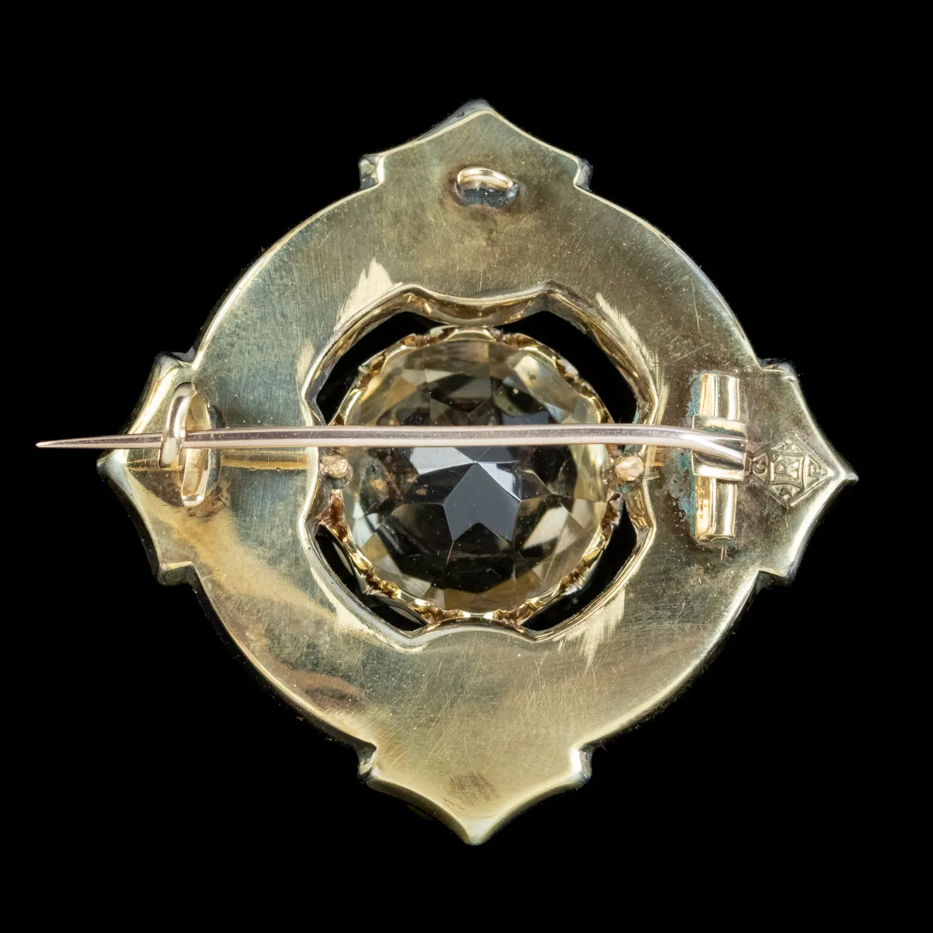 Antique Victorian Scottish Brooch Agate Quartz Amethyst 18ct Gold Dated 1868