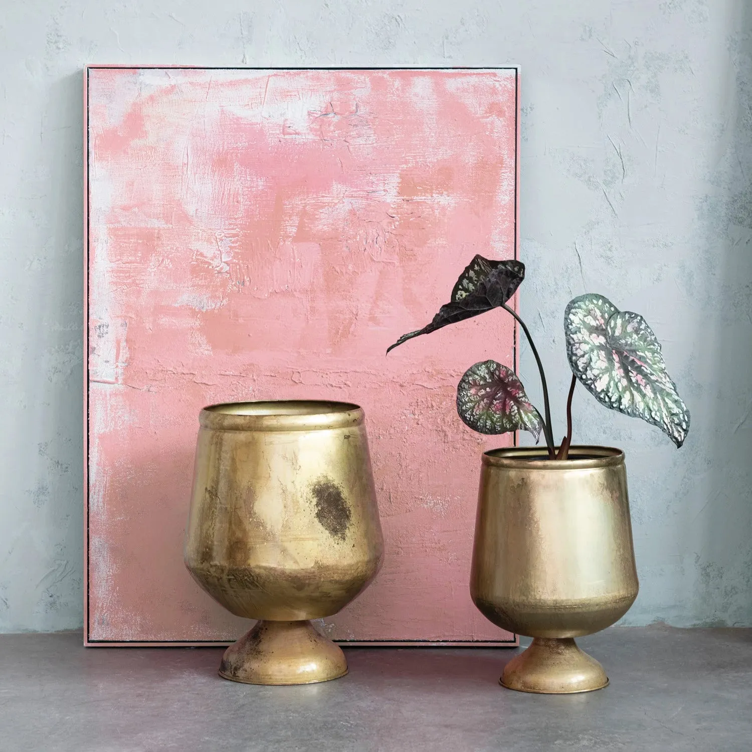 Antiqued Brass Footed Planter