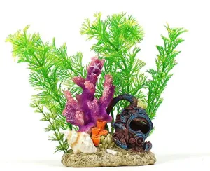 A/ORN DIVERS HELMET & CORAL W/PLANT