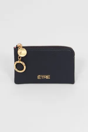 Arlo Small Coin Purse - Navy Blue, Faux Leather