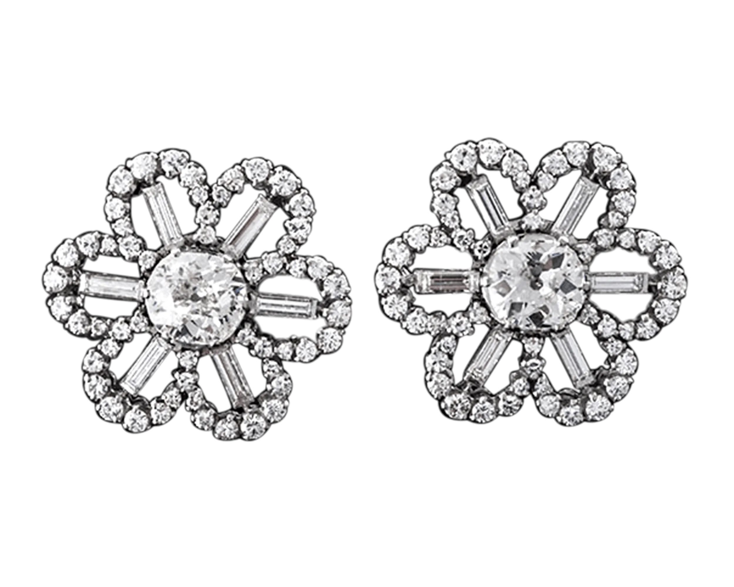Art Deco Diamond Earrings, 7.10 Carats