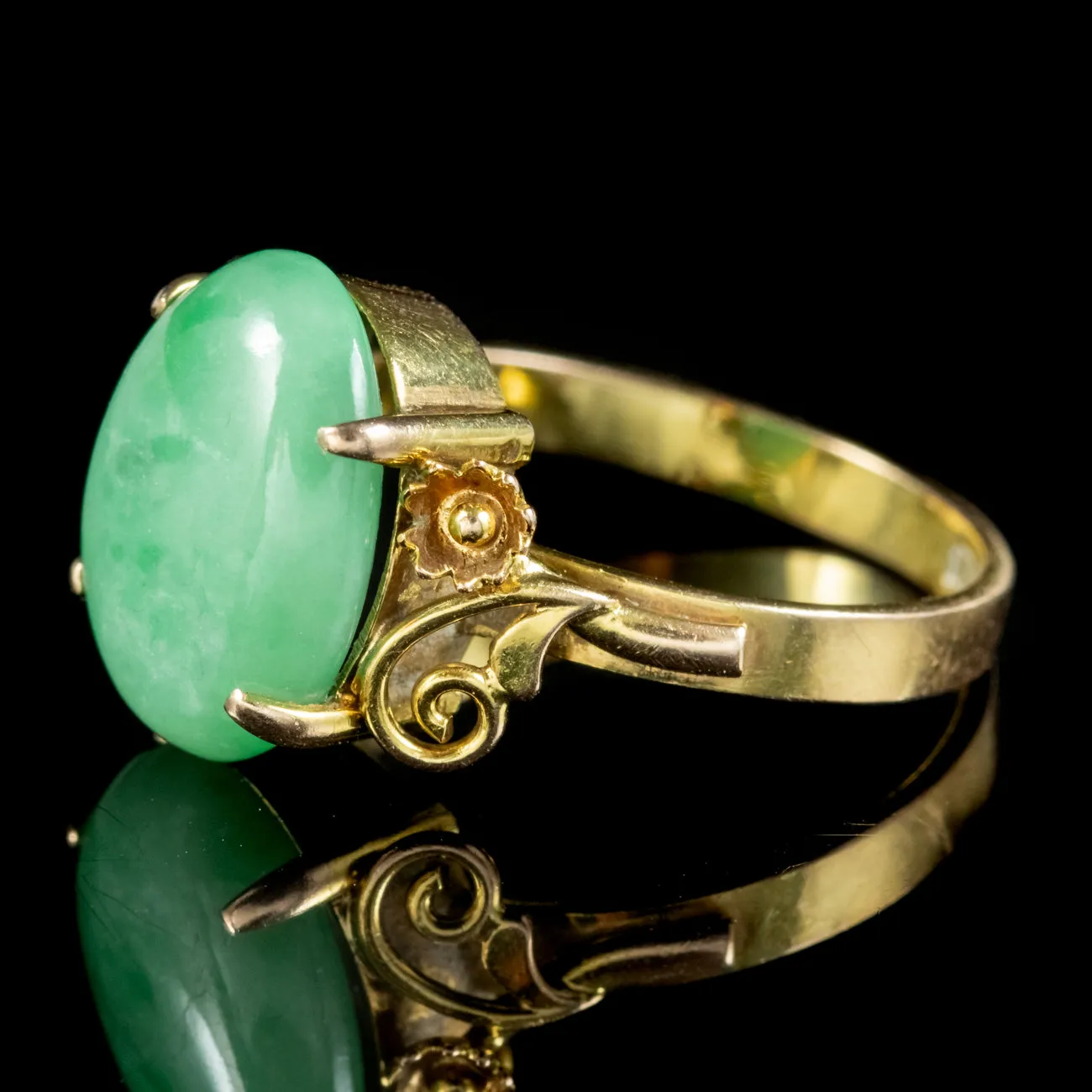 Art Deco Jade Ring 14ct Gold Circa 1930