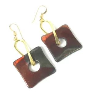 Artisan Handmade Dangle Earrings Multi Luster Raku Glaze
