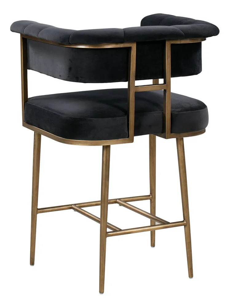 Astrid Grey Velvet/Antique Brass Iron Bar Chair