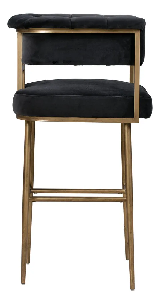 Astrid Grey Velvet/Antique Brass Iron Bar Chair