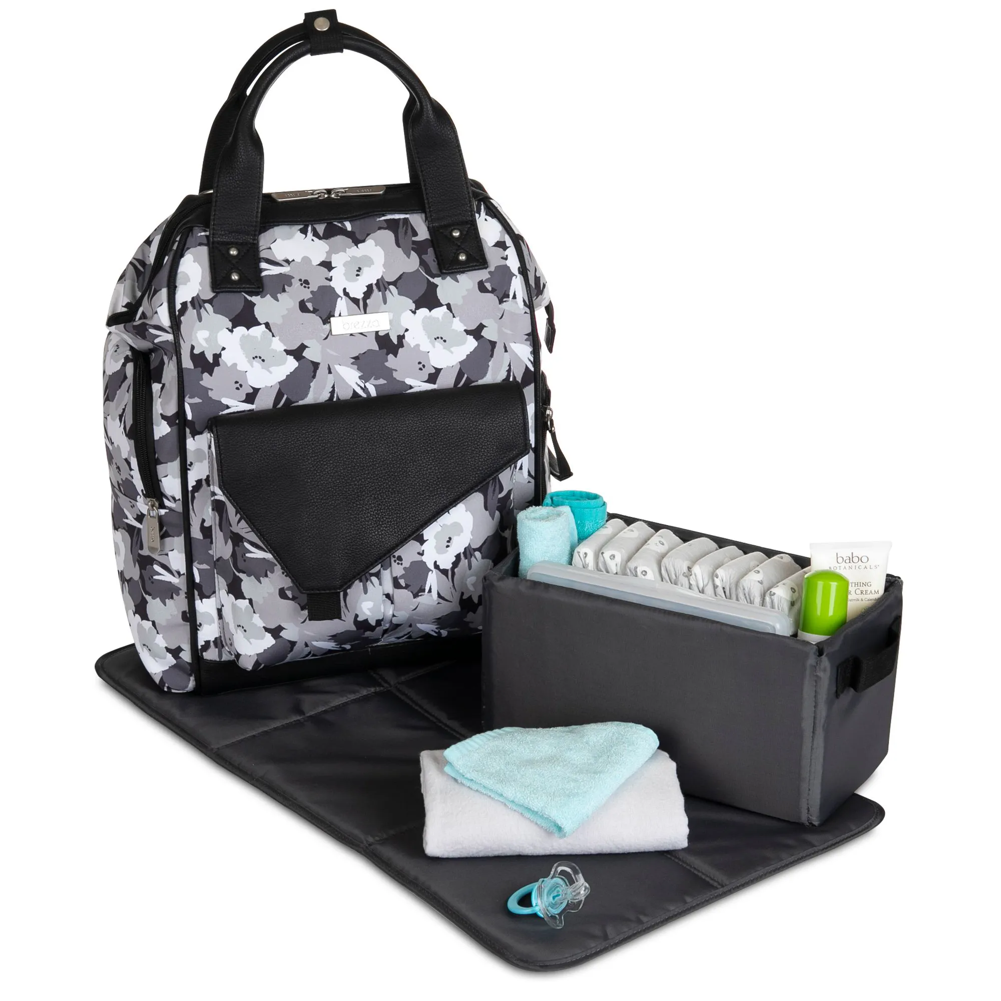 Baby Brezza Lucia Caddy Tray Diaper Bag - Graphite