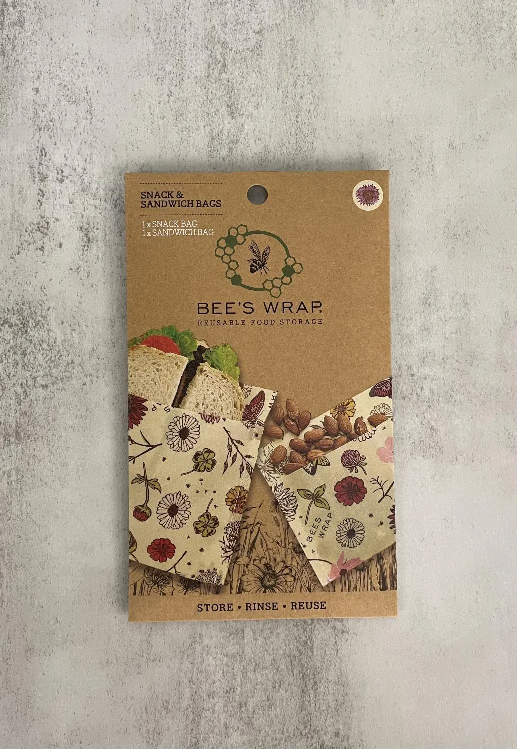 Bees Wrap Vegan Meadow Magic 1 sandwich & 1 snack