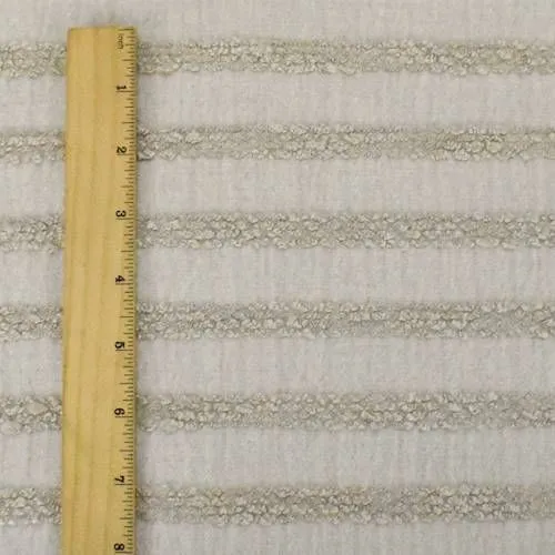 Beige Indoor/Outdoor Chenille Boucle Stripe Decor Fabric