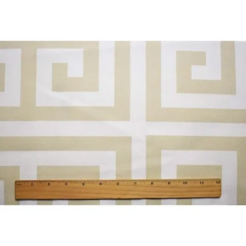 Beige/White Premier Greek-Key Maze Printed Canvas Decor Fabric