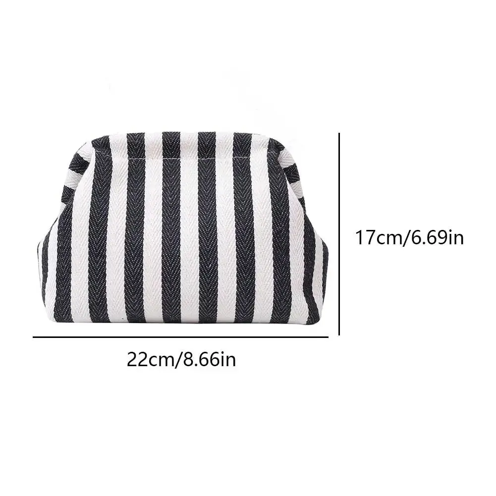 binfenxie Summer Beach Clutch Bag for Women Striped Ruched Cloud Purse Large Capacity Canvas Dinner Bag Fashion Dumpling Bag Chic Hobo Bag