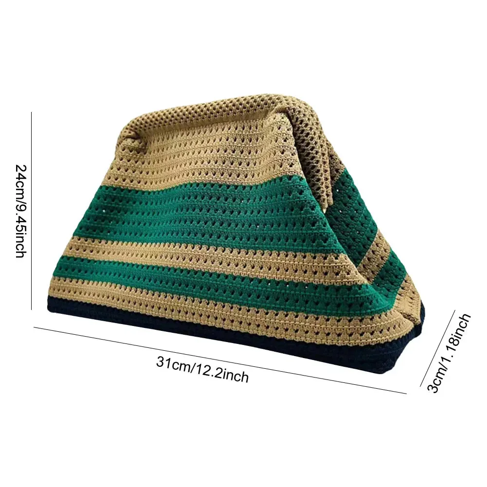 binfenxie Summer Beach Clutch Bag for Women Striped Ruched Cloud Purse Large Capacity Canvas Dinner Bag Fashion Dumpling Bag Chic Hobo Bag