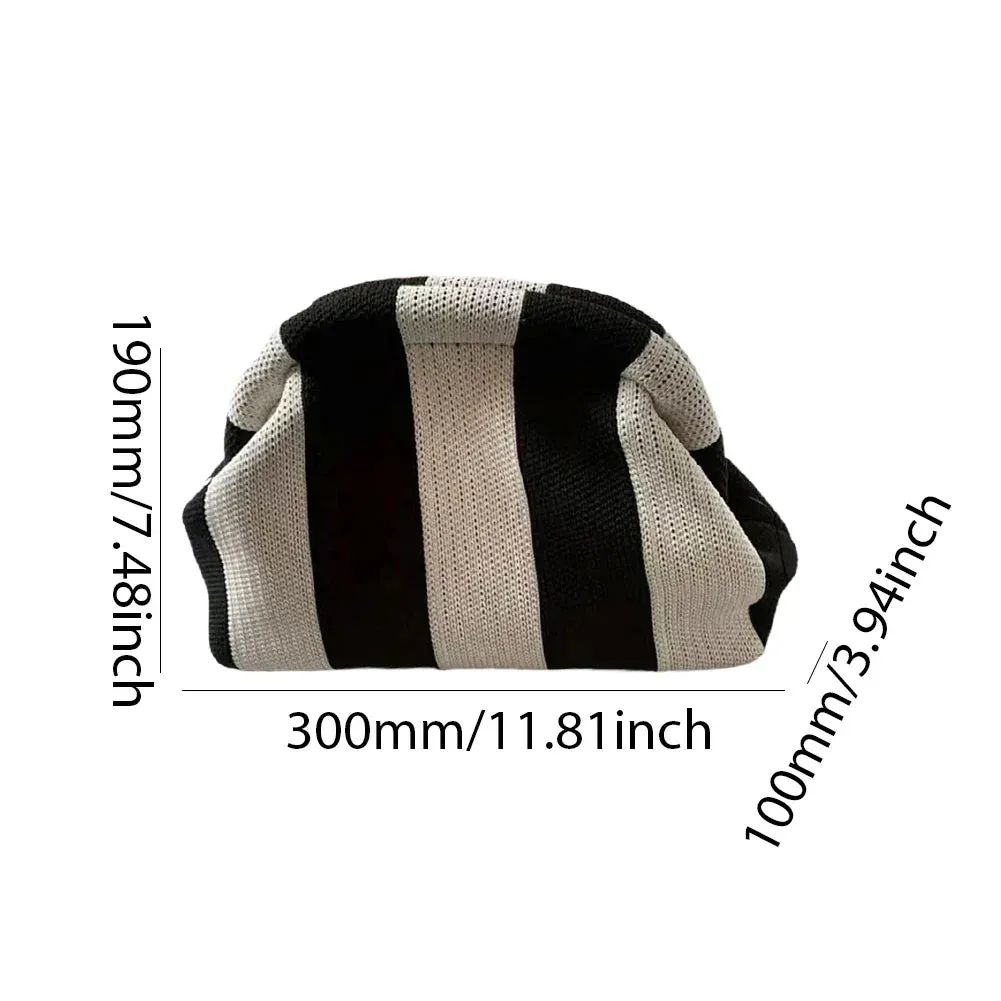 binfenxie Summer Beach Clutch Bag for Women Striped Ruched Cloud Purse Large Capacity Canvas Dinner Bag Fashion Dumpling Bag Chic Hobo Bag