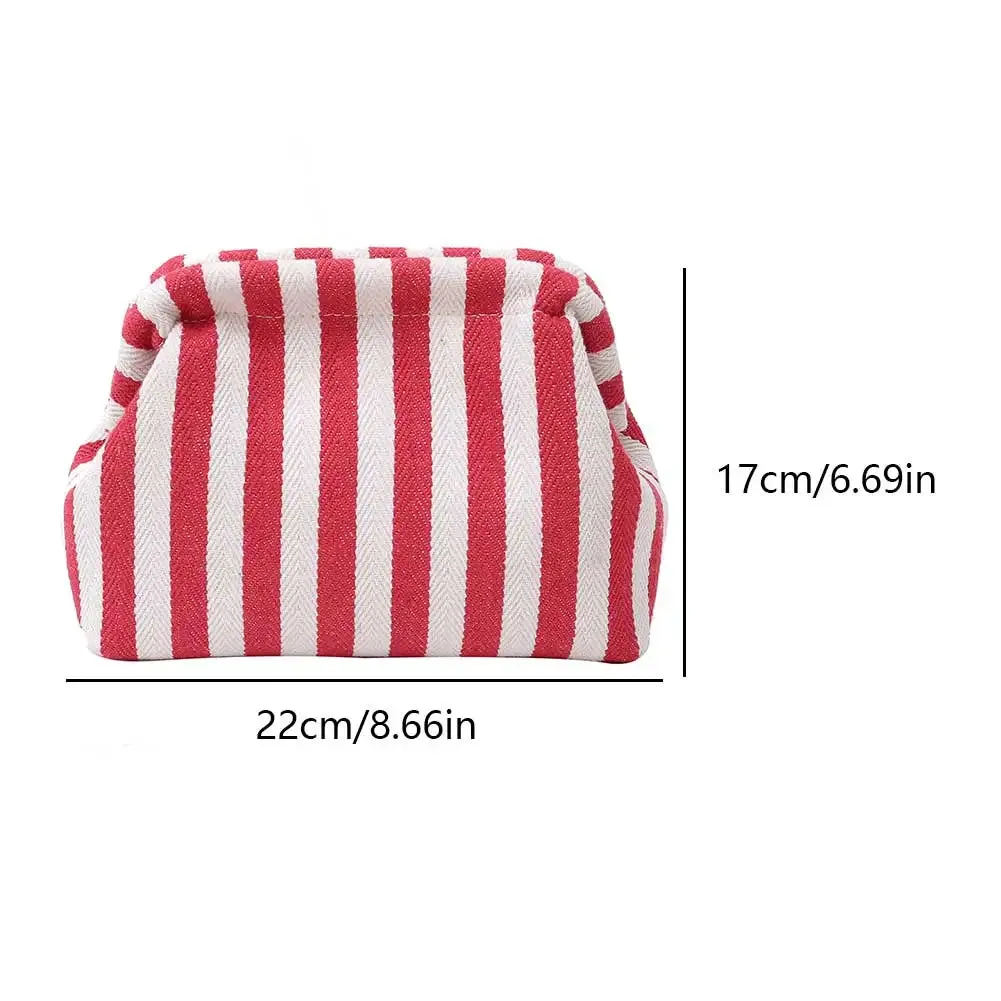 binfenxie Summer Beach Clutch Bag for Women Striped Ruched Cloud Purse Large Capacity Canvas Dinner Bag Fashion Dumpling Bag Chic Hobo Bag