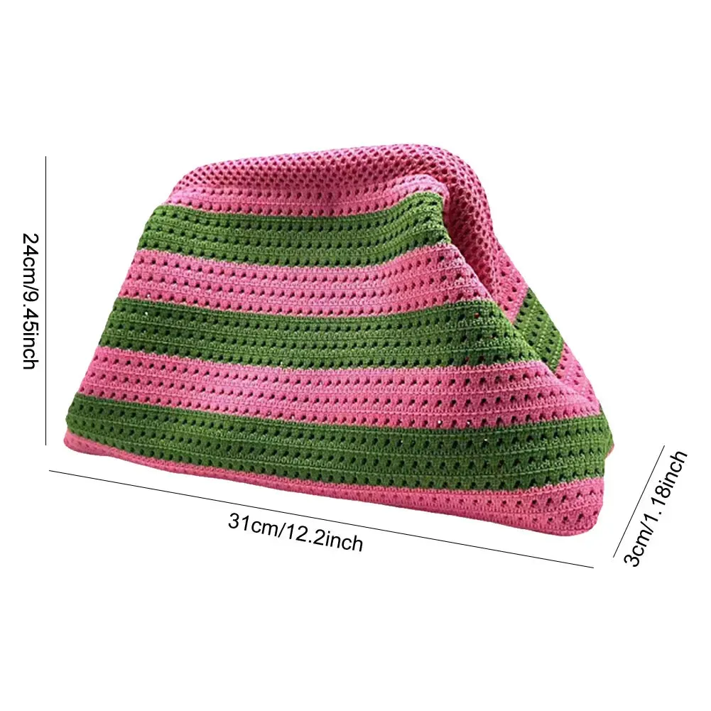 binfenxie Summer Beach Clutch Bag for Women Striped Ruched Cloud Purse Large Capacity Canvas Dinner Bag Fashion Dumpling Bag Chic Hobo Bag