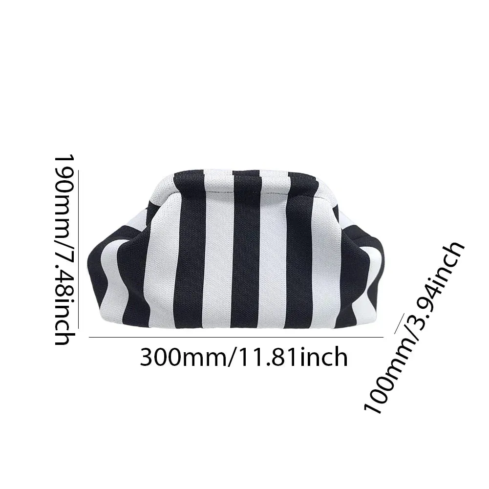 binfenxie Summer Beach Clutch Bag for Women Striped Ruched Cloud Purse Large Capacity Canvas Dinner Bag Fashion Dumpling Bag Chic Hobo Bag