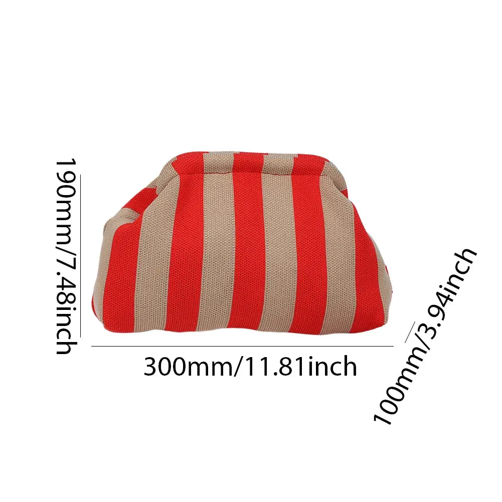 binfenxie Summer Beach Clutch Bag for Women Striped Ruched Cloud Purse Large Capacity Canvas Dinner Bag Fashion Dumpling Bag Chic Hobo Bag