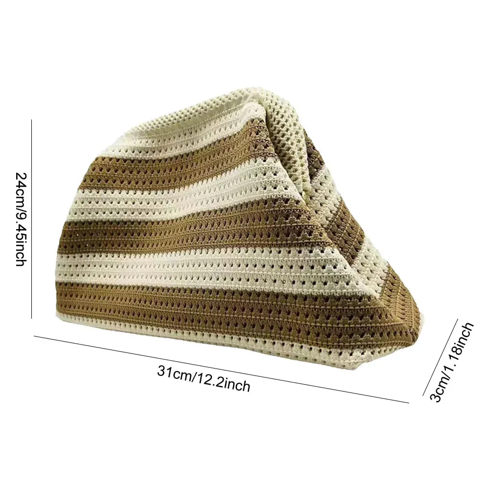 binfenxie Summer Beach Clutch Bag for Women Striped Ruched Cloud Purse Large Capacity Canvas Dinner Bag Fashion Dumpling Bag Chic Hobo Bag