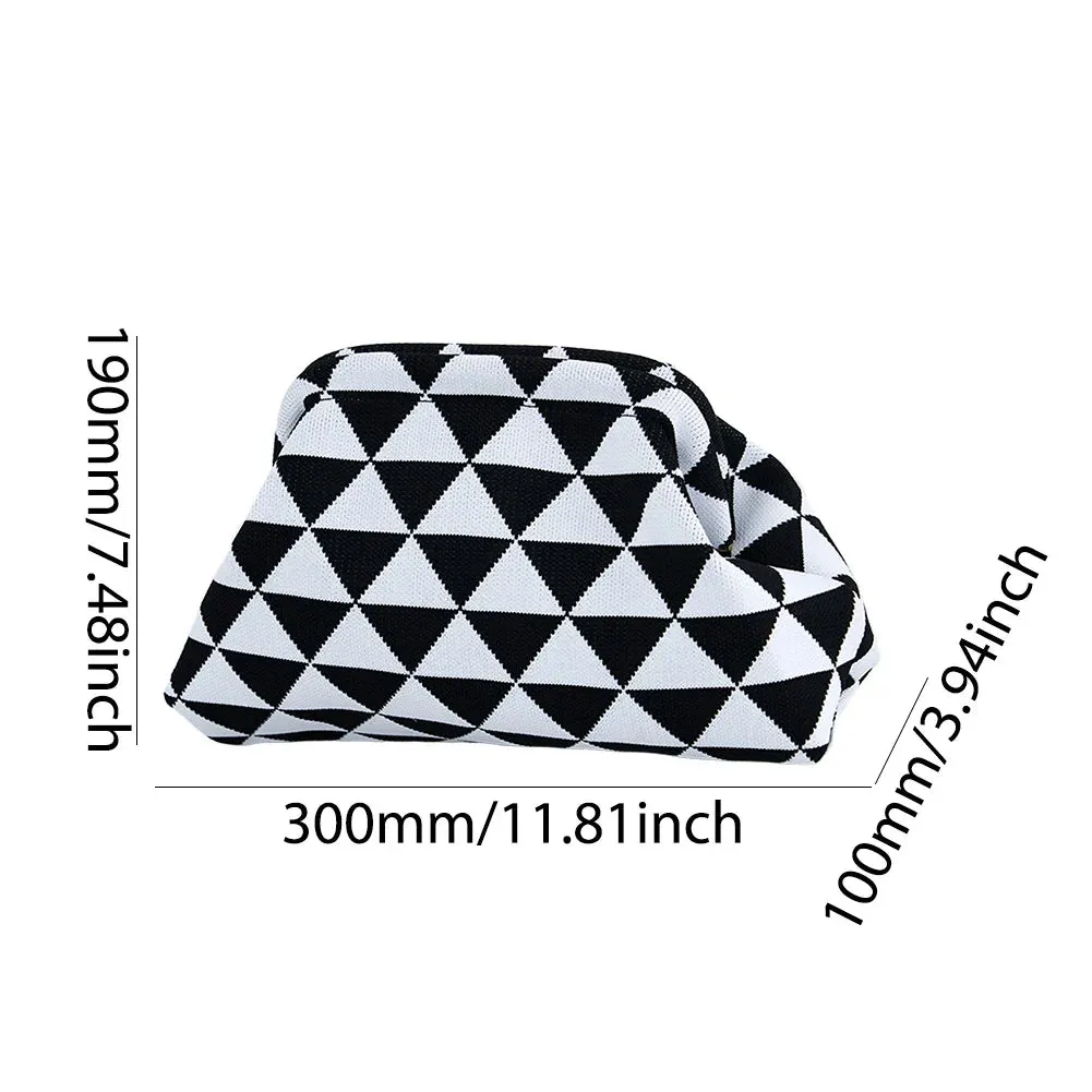 binfenxie Summer Beach Clutch Bag for Women Striped Ruched Cloud Purse Large Capacity Canvas Dinner Bag Fashion Dumpling Bag Chic Hobo Bag