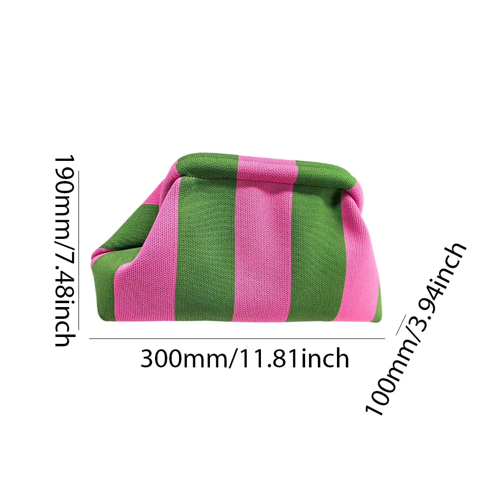 binfenxie Summer Beach Clutch Bag for Women Striped Ruched Cloud Purse Large Capacity Canvas Dinner Bag Fashion Dumpling Bag Chic Hobo Bag
