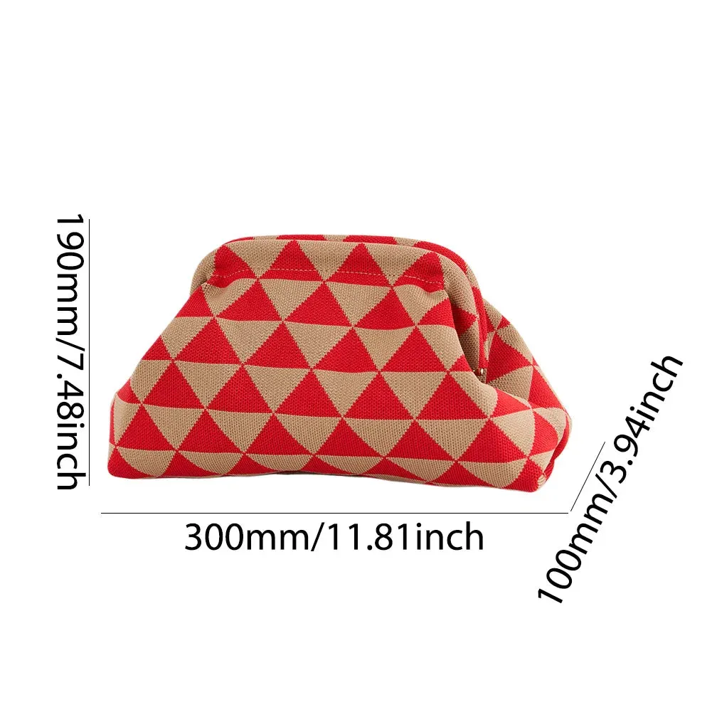 binfenxie Summer Beach Clutch Bag for Women Striped Ruched Cloud Purse Large Capacity Canvas Dinner Bag Fashion Dumpling Bag Chic Hobo Bag