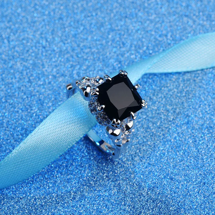 Black Agate Princess Skull Ring