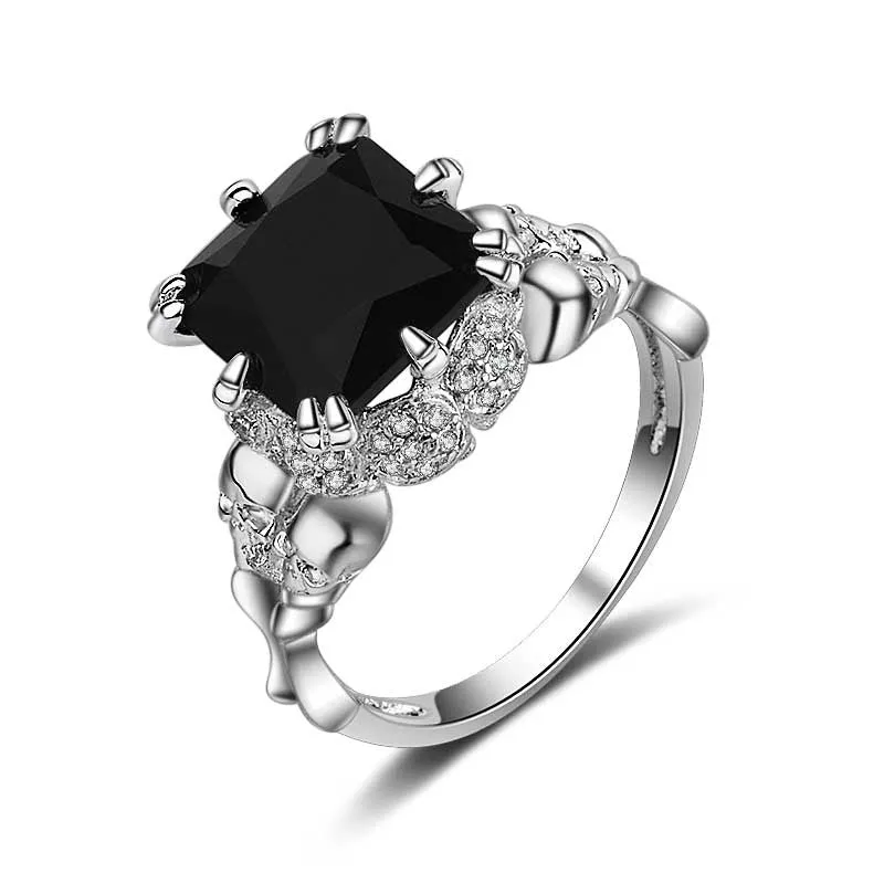 Black Agate Princess Skull Ring