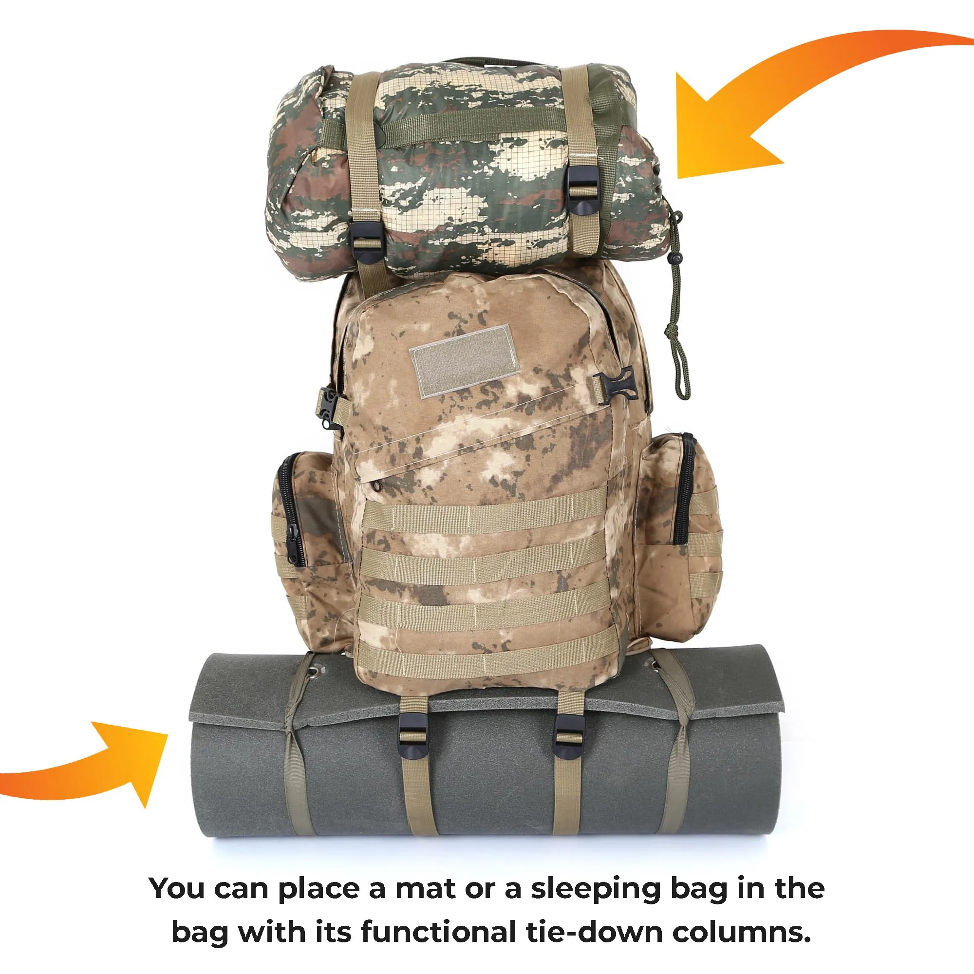 Black Camping Hike Trekking Backpack - 75 Liter Bag