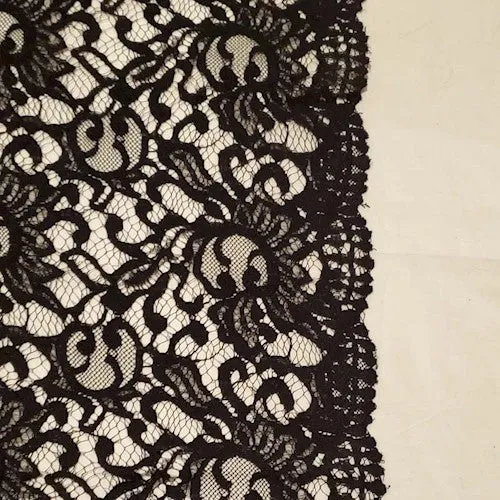 Black Famous Designer Baroque Lace Fabric