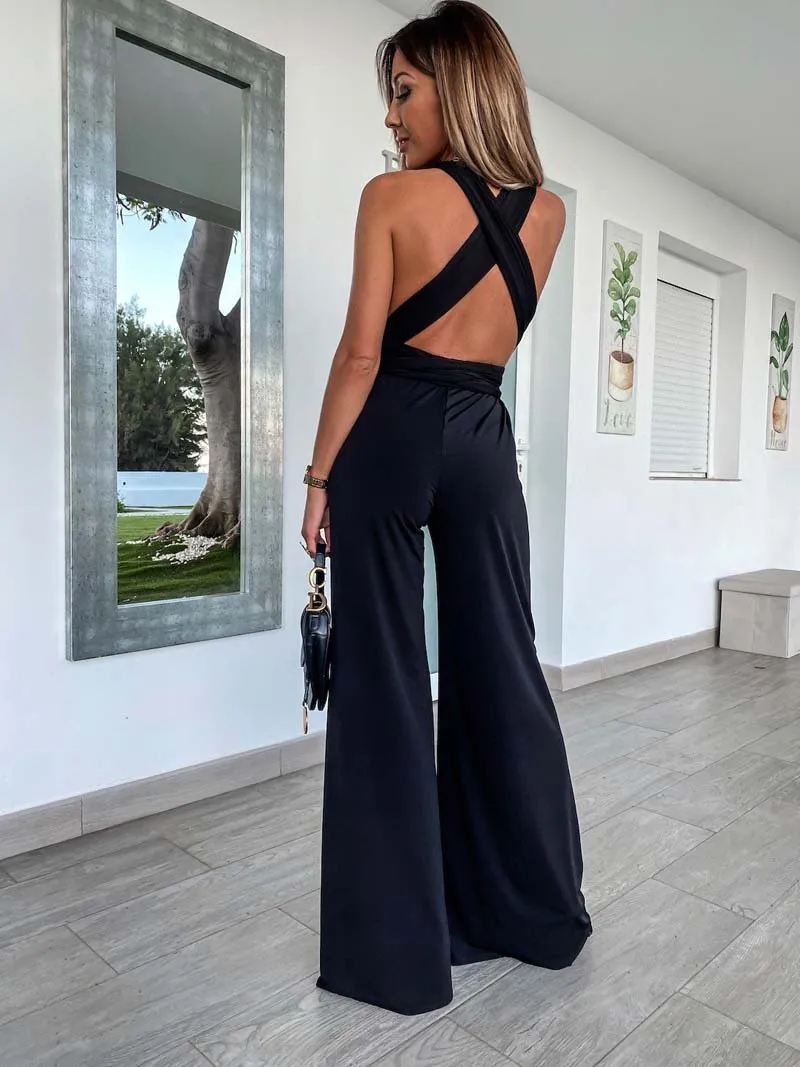 Black Halterneck Wide Leg Jumpsuit