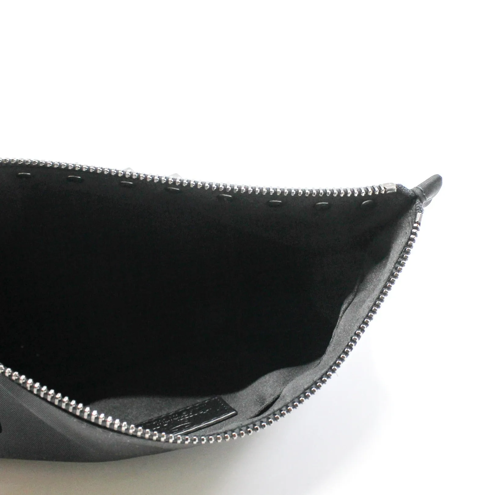 Black Rockstud Studded Nylon Zip Pouch
