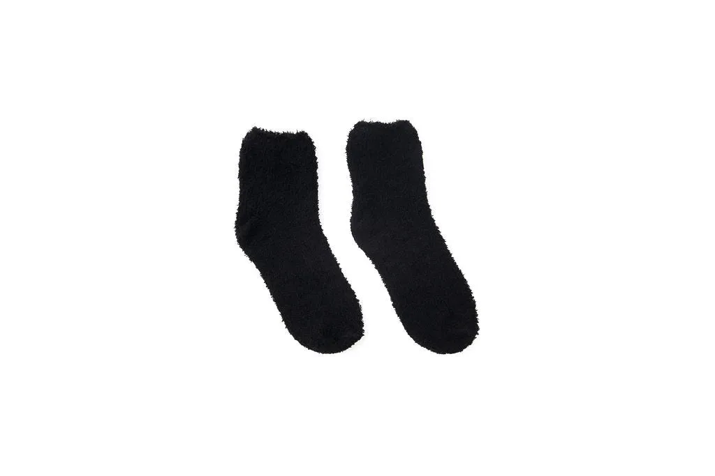 Black Soft Furry Womens Ankle Socks