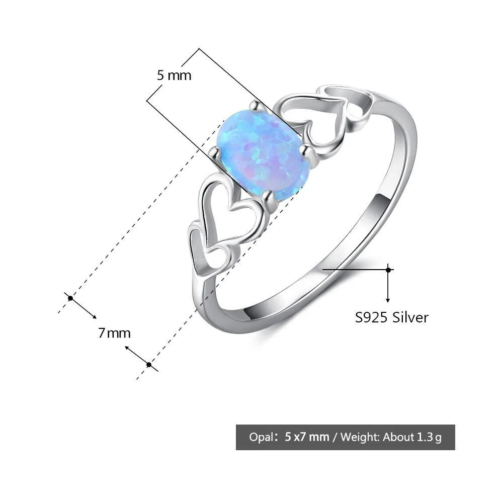 Blue Opal Love Ring